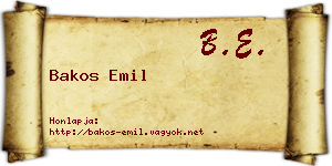 Bakos Emil névjegykártya